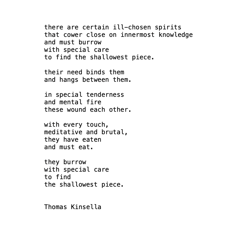 thomas Kinsella, john o'donohue, those pesky spirits